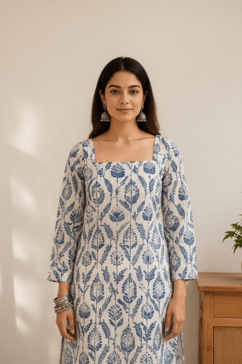 Ivory Grace Full Sleeve Kurti - Trendique